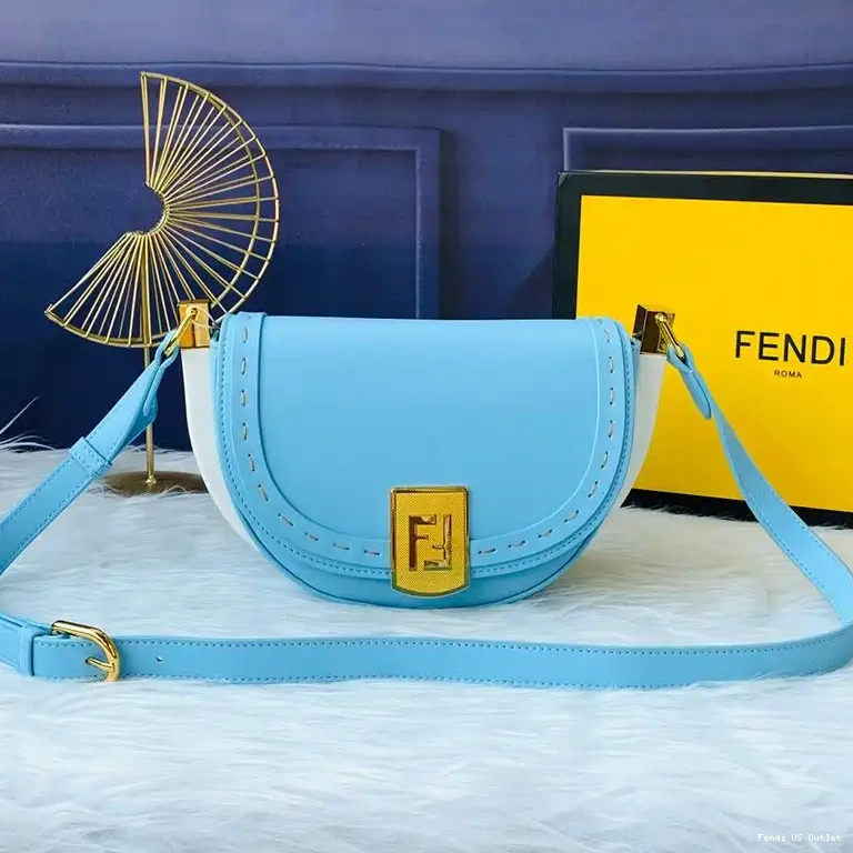 HOT In Leather ROMA Bag Fendi Moonlight Logo Calf Blue 0706